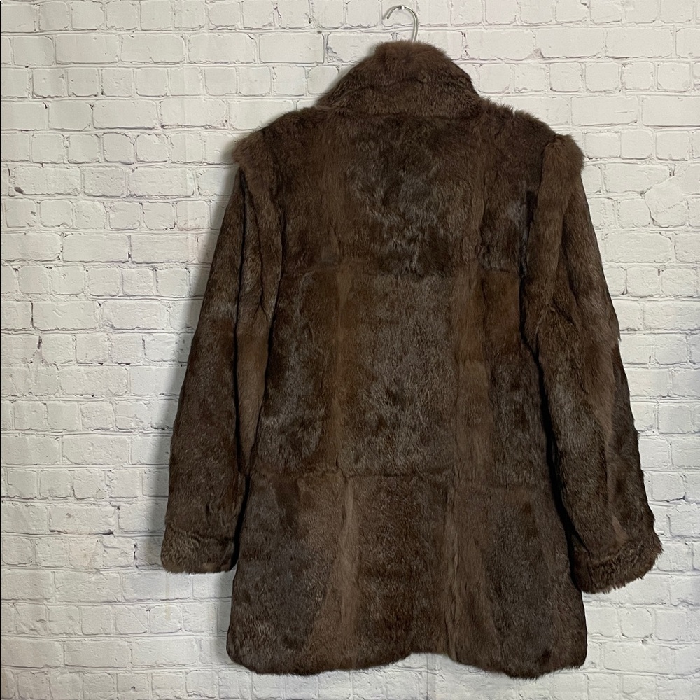 Wilson Suede & leather  Vintage 1990s  Dark Brown Rabbit Fur Coat Size: Medium - Picture 9 of 13